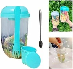 Zkosieng 2022 Keep Fit Salad Meal Shaker Cup With Fork And Dressing Holder, Fresh Washing Brush, Health Container, Portable Vegetable Breakfast To Take Away. (E-Pink+Green), 7.48×4.33×4.33in -Peugeot Shop 41uYEJUDSpL. AC