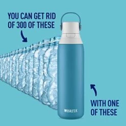 Brita Insulated Filtered Water Bottle With Straw, Reusable, Stainless Steel Metal, Blue Jay, 20 Ounce -Peugeot Shop 41uYyDnTopL