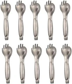 10 X Flatware Food Serving Tongs 8 Inch Fork Spoon Design Stainless Steel Dinner Buffet Tongs - Rosegold -Peugeot Shop 41ube8a03L. AC
