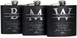 Groomsmen Gifts Set Of 6, Personalized Groomsmen Flask Set W Optional Gift Box - Wedding Favor, Engraved 6oz Stainless Steel Flask, Custom Flask Gift Set, Black #2 14 Groomsmen Gifts Set Of 6, Personalized Groomsmen Flask Set W Optional Gift Box - Wedding Favor, Engraved 6oz Stainless Steel Flask, Custom Flask Gift Set, Black #2 -Peugeot Shop 41uhVIM0ERL. AC