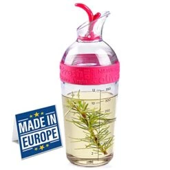 Oil Dispenser Bottle, Vinegar Cruet With Pourer, Kitchen Oil Container With Spout For Cooking Olive Oil Vegetable Oil Balsamic Vinegar, Plastic Oil Holder With Rubber Cap, Easy Refill, Red