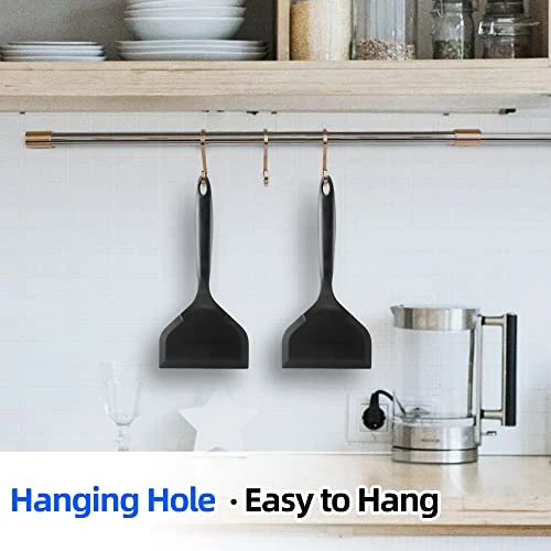 2 Pack Silicone Pancakes Spatula ,Wide Pancakes Spatula Turner For Eggs Fish Pizza And Steak Shovel Omelette Spatulas For Nonstick Cookware,Heat Resistant Kitchen Flipper Spatulas For Cooking (Black) 3 2 Pack Silicone Pancakes Spatula ,Wide Pancakes Spatula Turner For Eggs Fish Pizza And Steak Shovel Omelette Spatulas For Nonstick Cookware,Heat Resistant Kitchen Flipper Spatulas For Cooking (Black) - Image 3