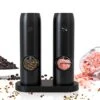Electric Salt And Pepper Grinder Set, Rechargeable Pepper Grinder With Charger Tray, USB Cable, One Hand Operation, Adjustable Coarseness With Ceramic Grinder, ABS Body, (Set Of 2,Black)