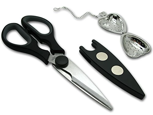 Kitchen Scissors With Magnetic Holder & Tea Infuser - Ultra Sharp Strong Durable - 100% Rust Proof - Soft Grip 2 Kitchen Scissors With Magnetic Holder & Tea Infuser - Ultra Sharp Strong Durable - 100% Rust Proof - Soft Grip - Image 2