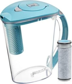 Brita Large Water Filter Pitcher For Tap And Drinking Water With 1 Stream Filter, Lasts 2 Months, 10-Cup Capacity, BPA Free, Lake Blue