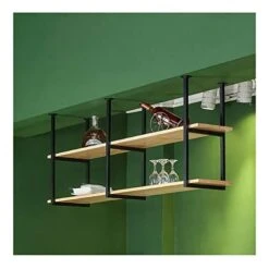 Ceiling Ornament Restaurant Iron Solid Wood Ceiling Shelf Shelves, Shelves Shelf/Bar Hanging Storage Rack Floating Shelf Bracket(Shelf Only) (Size : 120X30X60CM)