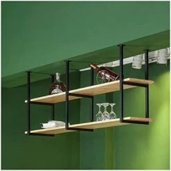 Ceiling Ornament Retro Industrial Restaurant Iron Solid Wood Ceiling Shelf Shelves, 2 Tier Shelves Shelf/Bar Hanging Storage Rack Floating Shelf Bracket (Size : 120X30X60CM) -Peugeot Shop 41vCvOpFUeL. AC 2