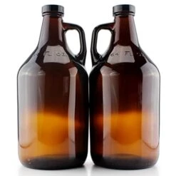 Amber Glass Growler Jugs 64-Ounce/Half Gallon (2-Pack) W/Black Phenolic Lids, Great For Kombucha, Home Brew, Distilled Water, Cider & More -Peugeot Shop 41vJek7kiqL