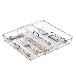 Linus Expandable Kitchen Drawer Organizer For Silverware, Spatulas, Gadgets - Clear