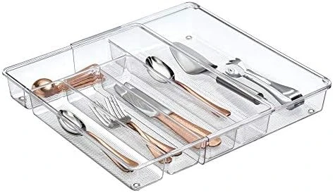Linus Expandable Kitchen Drawer Organizer For Silverware, Spatulas, Gadgets - Clear 7 Linus Expandable Kitchen Drawer Organizer For Silverware, Spatulas, Gadgets - Clear - Image 7