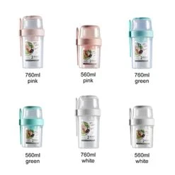 Salad Cup, Fit And Fresh Salad Containers, Salad Keeper Portable Double-Layer Vegetable Cups Salad Meal Shaker Cup With Fork -Peugeot Shop 41vQJ2zqdEL