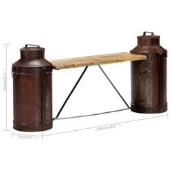 CHARMMA Milk Bottle Bench 59.1"x13"x25.2" Solid Mango Wood -Peugeot Shop 41vSGEW5P9L