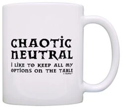 Gamer Mug Chaotic Neutral Funny RPG RTS Card Gaming 11oz Ceramic Coffee Mug Tea Cup White