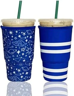 Axendale And Co Reusable Neoprene Insulator Sleeves For Large Sized Iced Coffee And Cold Drink Cups (2 PK Large 32oz, Black Smooth) -Peugeot Shop 41vWgUtPaUL. AC