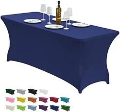 6FT Stretch Spandex Table Cover For Rectangular Fitted Folding Tables, Wrinkle Resistant, Elastic Stretchable Patio Tablecloth Protector For Party, Banquet, Wedding And Events (Black) -Peugeot Shop 41vZg7DvR0L. AC