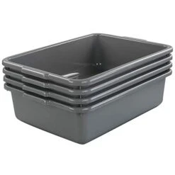 CadineUS 13 L Grey Plastic Tote Box Set Of 4, Commercial Bus Box Large Plastic Dish Bin -Peugeot Shop 41vcDl6u73L