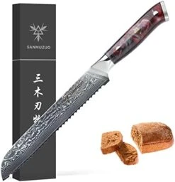 8” Bread Knife Serrated Blade- Damascus Steel & Resin Handle - Xuan Series(Sapphire Blue) -Peugeot Shop 41vcRwuqOWL. AC