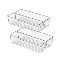 Drawer Organizer,clear Acrylic Drawer Organizer， Suitable For Storing Tableware, Pens, Cosmetics（12.67*8*3inch，2-pack）