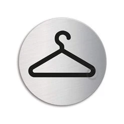 Door Sign I Stainless Steel I Self-Adhesive I Cloakroom I Size: Ø 2.95 Inch I No.8500