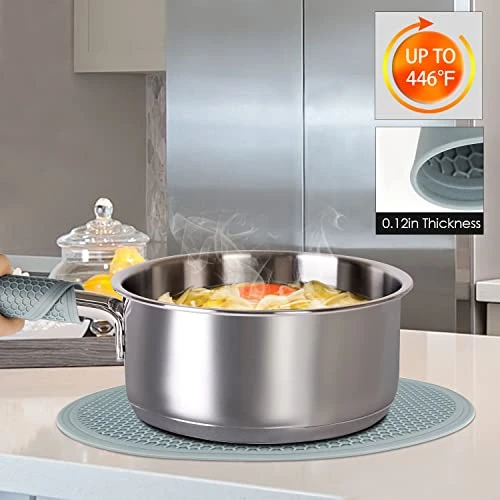 Silicone Microwave Mats, 12 Inch Multi-Use Microwave Mat Heat Resistant Pot Holders Hot Pads For Kitchen, Silicone Cover Pad For Microwave Oven Hot Pot Pans, Silicone Cover Pad, Light Gray 2 Pack 3 Silicone Microwave Mats, 12 Inch Multi-Use Microwave Mat Heat Resistant Pot Holders Hot Pads For Kitchen, Silicone Cover Pad For Microwave Oven Hot Pot Pans, Silicone Cover Pad, Light Gray 2 Pack - Image 3