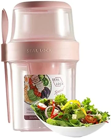 Salad Meal Shaker Cup, 560ml 2 Layers Fresh Salad Cup With Fork & Salad Dressing Holder, Portable Fruit Vegetable Salad Container For School Office (Blue) 10 Salad Meal Shaker Cup, 560ml 2 Layers Fresh Salad Cup With Fork & Salad Dressing Holder, Portable Fruit Vegetable Salad Container For School Office (Blue) - Image 10