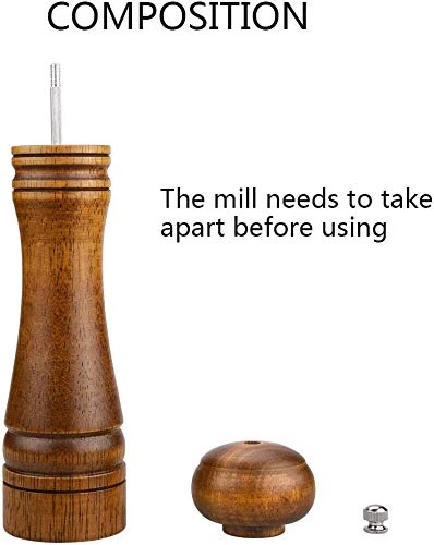 Efillable Wooden Pepper Mill - Big Solid Oaken Wood Gourmet Professional Mills Shaker With Strong Non-corrosive Adjustable Ceramic Grinder Mechanism - Fine To Coarse - 8 In 2 Efillable Wooden Pepper Mill - Big Solid Oaken Wood Gourmet Professional Mills Shaker With Strong Non-corrosive Adjustable Ceramic Grinder Mechanism - Fine To Coarse - 8 In - Image 2