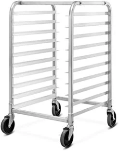 PETSITE 10 Tier Sheet Pan Rack, Commercial Aluminum Full & Half Bun Pan Bakery Rack With Brake Wheels For Restaurant Home Kitchen -Peugeot Shop 41wCtiTGi8S. AC