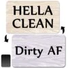 Hella Clean And Dirty Af Magnet Dishwasher Magnet Oxepleus Double Sided Dirty Clean Sign For Dishwasher (3D Wood)