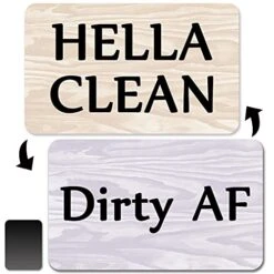 Hella Clean And Dirty Af Magnet Dishwasher Magnet Oxepleus Double Sided Dirty Clean Sign For Dishwasher (3D Wood)