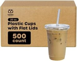 [50 Sets] - 16 Oz. Crystal Clear Plastic Cups With Flat Lids -Peugeot Shop 41wHcFDkLIL. AC