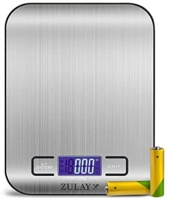 Digital Food Scale - 304 Stainless Steel Kitchen Scale - Features LCD Screen, Measures 5 Different Units Including Grams & Ounces - For Baking, Cooking, Weight Loss Keto & Meal Preps