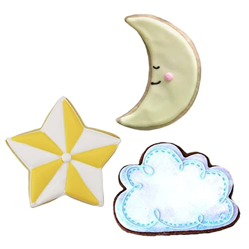 Star, Moon And Cloud Cookie Cutter 3 Piece Set With Recipe Booklet Made In USA By Ann Clark Cookie Cutters 2 Star, Moon And Cloud Cookie Cutter 3 Piece Set With Recipe Booklet Made In USA By Ann Clark Cookie Cutters - Image 2