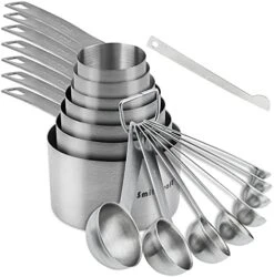 Measuring Cups And Measuring Spoons Set, Stainless Steel Measuring Cups And Spoons, 18/8 Steel Heavy Duty 8 Measuring Cups, 9 Measuring Spoons, Baking Measure Cups Spoons -Peugeot Shop 41wbxxuVavS. AC