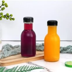 8 Oz Glass Water Bottles,Reusable Glass Bottles With Black Plastic Caps For Juicing,Sauce,Kombucha,Liquids(Total Of 20)