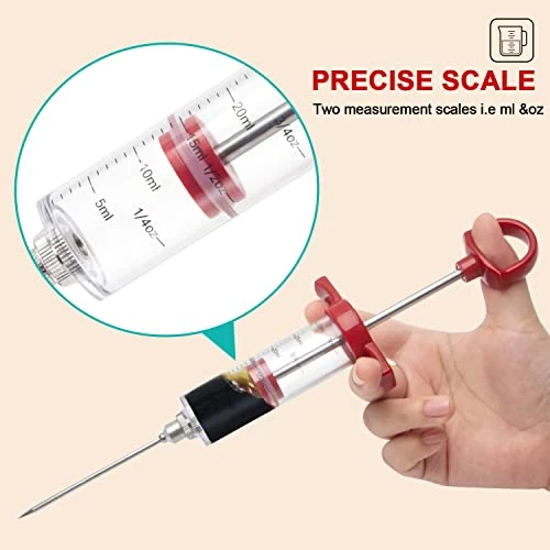 Ofargo Meat Injector Syringe, Meat Injectors For Smoking And BBQ With 2 Marinade Injector Needles; Injector Marinades For Meats, Turkey, Beef; 1-oz; User Manual Included 4 Ofargo Meat Injector Syringe, Meat Injectors For Smoking And BBQ With 2 Marinade Injector Needles; Injector Marinades For Meats, Turkey, Beef; 1-oz; User Manual Included - Image 4