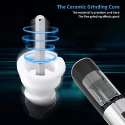 Pepper Grinder Mill Electric Salt And Pepper Grinder,Gravity Automatic Pepper Mill Grinder With Adjustable Coarseness,LED Blue Light,Battery Powered,Safety Switch Button,Stainless Steel(1PCS) -Peugeot Shop 41wkMxhGVRL