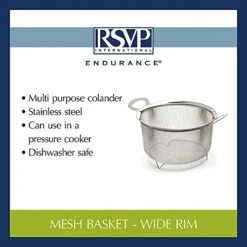 Endurance Kitchen Collection Stainless Steel Mesh Strainer Colander, 6 Quart, Wide Rim -Peugeot Shop 41wonlkc1jL