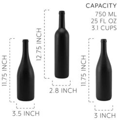 Lack Wine Bottles W/Corks (Set Of 3); Black Matte Coated Glass Wine Bottles Various Sizes For Decor And Homemade Wine; Use For Halloween Too -Peugeot Shop 41wqN12V7JL