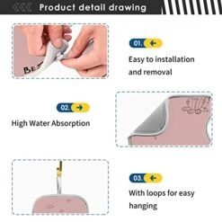 2 Pack Faucet Absorbent Mat Washable Sink Splash Guard Bathroom Faucet Drip Drying Mat Kitchen Accessories Medium 23x5 Inch Stock Pattern Best Mom -Peugeot Shop 41wyQwpKTEL