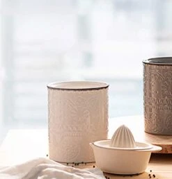 Kitchen Utensil Holder, 7.2”Extra Large Farmhouse Utensil Holders For Countertop, White Ceramic Utensil Crock, Anti Slip & Scratch Cork Bottom, Utensil Holder For Kitchen Counter -Peugeot Shop 41x6iFRn6hL