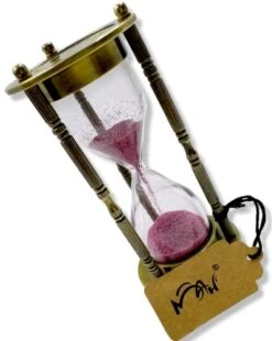 1 Minute Decorative Nautical Vintage Brass Sand Timer With Safety Leather Case Home Décor, Small Brass Sand Clock, Metal Unique Hour Glass Sand Glass For Office. C-3071