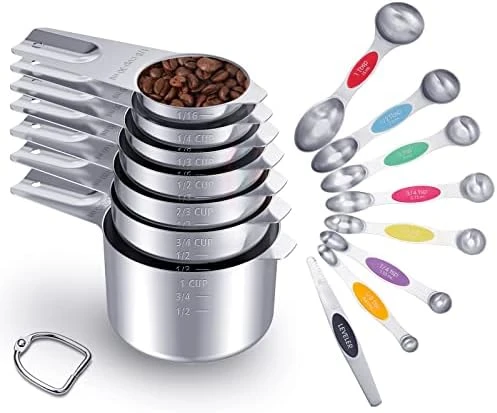 Stainless Steel Measuring Cups And Spoons Set Of 15 - Includes 7 Nesting Metal Measuring Cups, 8 Magnetic Measuring Spoons Set - Ideal Kitchen Gadgets For Cooking And Baking Needs 7 Stainless Steel Measuring Cups And Spoons Set Of 15 - Includes 7 Nesting Metal Measuring Cups, 8 Magnetic Measuring Spoons Set - Ideal Kitchen Gadgets For Cooking And Baking Needs - Image 7