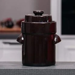 Jillmo Fermentation Crock, 3 Liter Sauerkraut Crock With Weights, Brown -Peugeot Shop 41xDwr43ALL