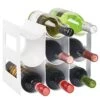 Plastic Free-Standing Water Bottle Organization/Wine Rack Storage Organizer For Kitchen Countertops, Cabinet, Bin, Pantry, Fridge, Refrigerator, 3 Tiers, 9 Bottles, Lumiere Collection - White