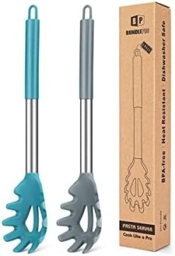 Ack Of 2 Silicone Pasta Fork, Kitchen Heat Resistant Noodle Spoon Server, BPA Free Spaghetti Strainer,Best Cooking Tools (Gray-Blue) -Peugeot Shop 41xJwvZPgZL. AC