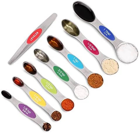 Magnetic Measuring Spoons Set, Dual Sided, Stainless Steel, Fits In Spice Jars, Multi-Color, Set Of 8 6 Magnetic Measuring Spoons Set, Dual Sided, Stainless Steel, Fits In Spice Jars, Multi-Color, Set Of 8 - Image 6