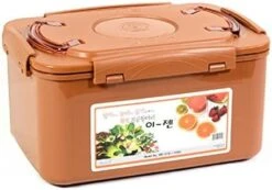 E-Jen Premium Kimchi, Sauerkraut Container Probiotic Fermentation With Inner Vacuum Lid (Earthenware Brown, 0.45 Gal/ 1.7L) -Peugeot Shop 41xLUY5FGZL. AC
