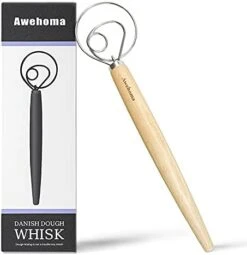 Danish Dough Whisk Large Hand Mixer - 2 Pack Large 13” Stainless Steel Wooden Danish Whisk With 2 Dough Scraper - Dutch Style Artisan Blender For Bread, Batter, Cake, Pastry - Gift For Bakers -Peugeot Shop 41xLvOZHK3S. AC