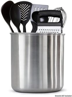 Stainless Steel Utensil Holder Jumbo, Kitchen Utensils Holder 7" X 7" -Peugeot Shop 41xPa6g3svL