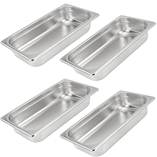 4 Pack 1/3 Size X 2.5 Inch Deep Steam Table Pan, 12.8"x6.9"x2.6" Stainless Steel Anti-Jam Hotel Pan For Food Warmer, Buffet Server, Restaurants And Catering Supplies, 22 Gauge 1 4 Pack 1/3 Size X 2.5 Inch Deep Steam Table Pan, 12.8"x6.9"x2.6" Stainless Steel Anti-Jam Hotel Pan For Food Warmer, Buffet Server, Restaurants And Catering Supplies, 22 Gauge
